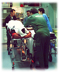 Paramedics bring patient into hospital