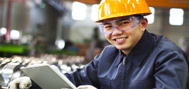 Engineer with checklist