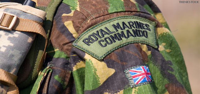British Royal Commando badge on a Marine's uniform