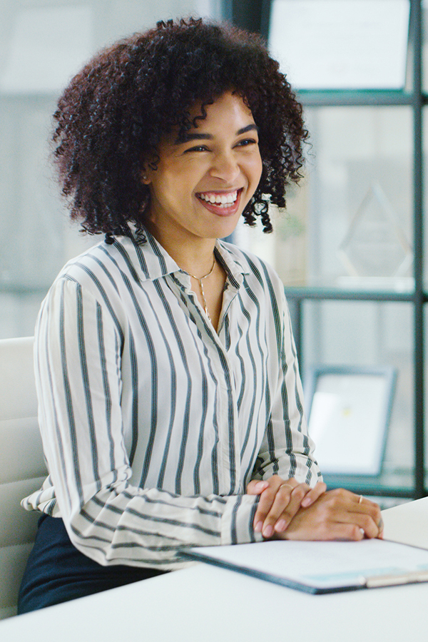 Employer smiling